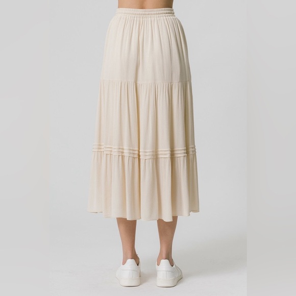 Tie-string midi skirt with smocked waist - Picture 4 of 5